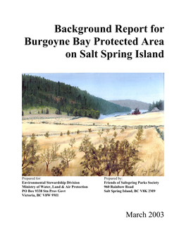 Background Report for Burgoyne Bay Protected Area on Salt Spring Island