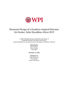 Structural Design of a Geodesic-Inspired Structure for Oculus: Solar Decathlon Africa 2019