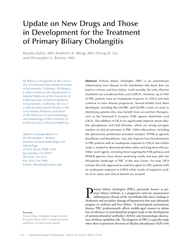 Update on New Drugs and Those in Development for the Treatment of Primary Biliary Cholangitis