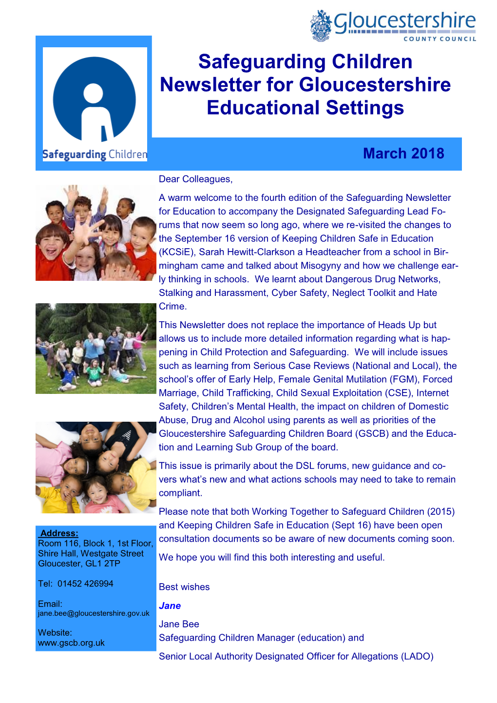 Safeguarding Children Newsletter for Gloucestershire Educational Settings