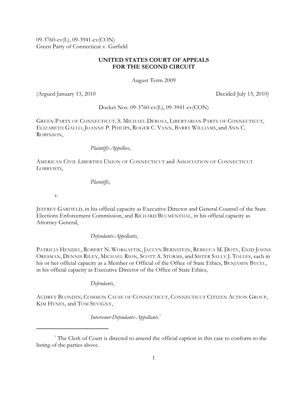 July 13, 2010 Second Circuit Court of Appeals