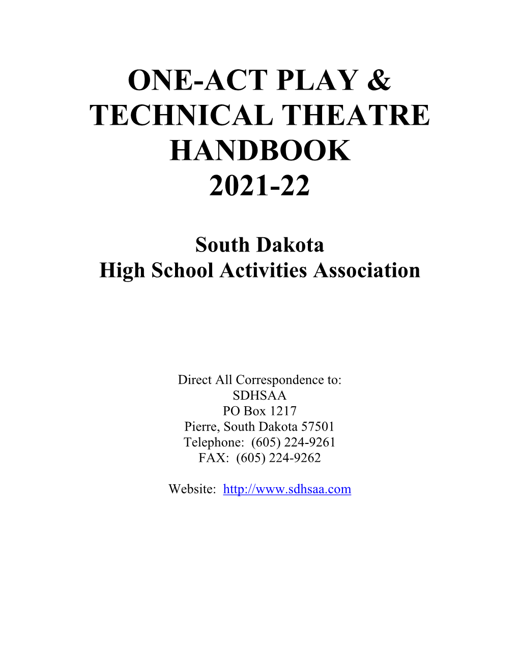 One-Act Play & Technical Theatre