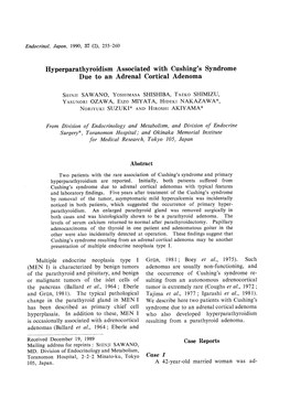 Hyperparathyroidism Associated with Cushing's Syndrome Due to an Adrenal Cortical Adenoma