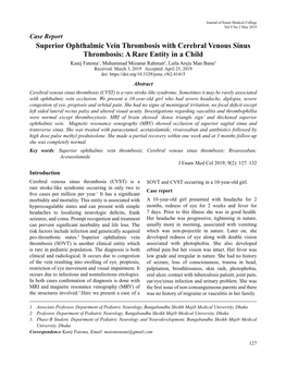 Superior Ophthalmic Vein Thrombosis with Cerebral Venous Sinus