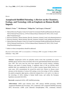 Azaspiracid Shellfish Poisoning: a Review on the Chemistry, Ecology, and Toxicology with an Emphasis on Human Health Impacts