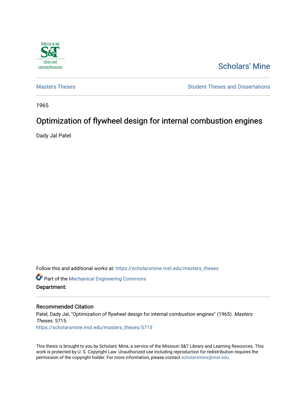 Optimization of Flywheel Design for Internal Combustion Engines