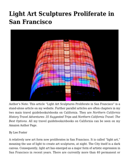 Light Art Sculptures Proliferate in San Francisco