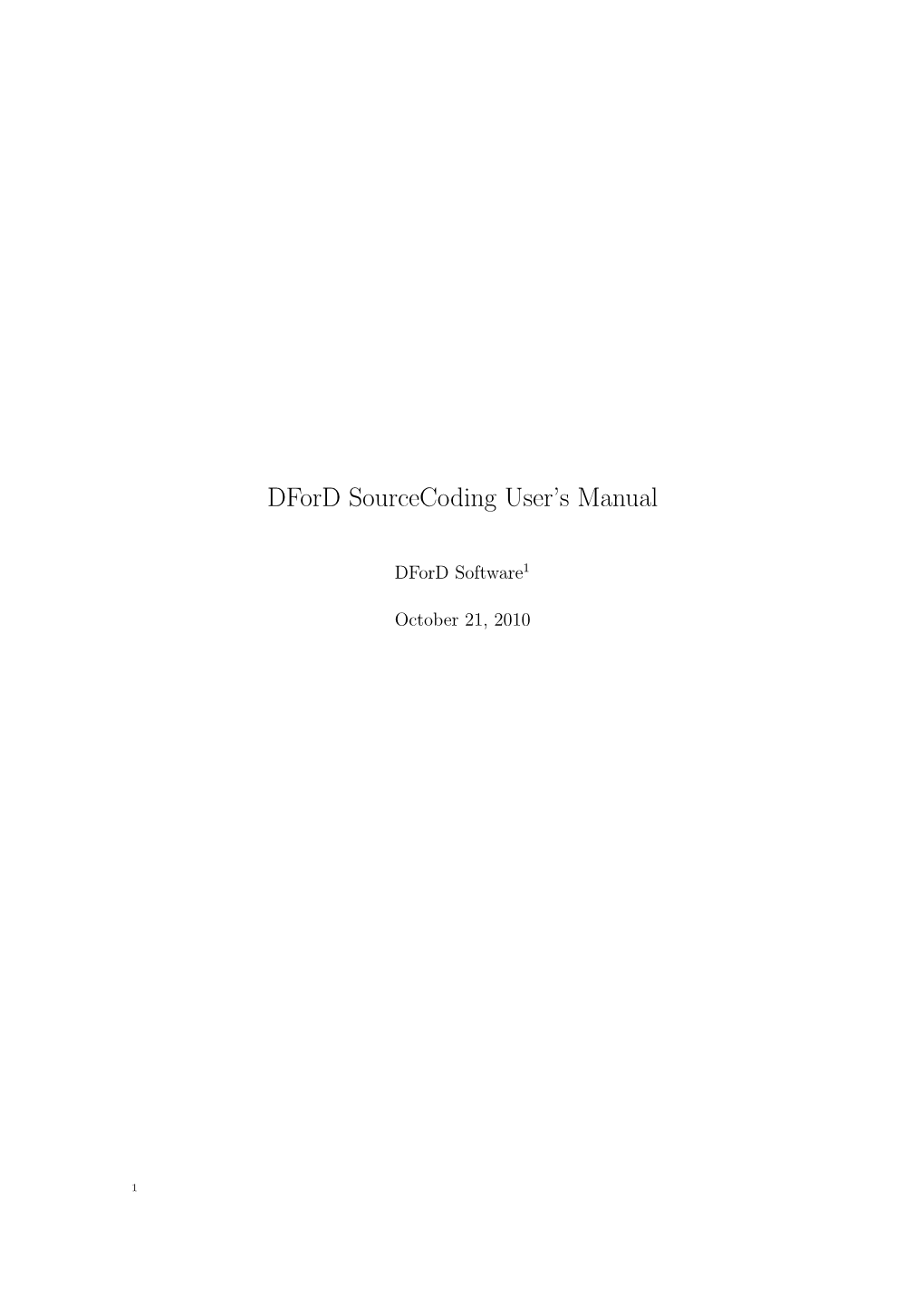 Dford Sourcecoding User's Manual