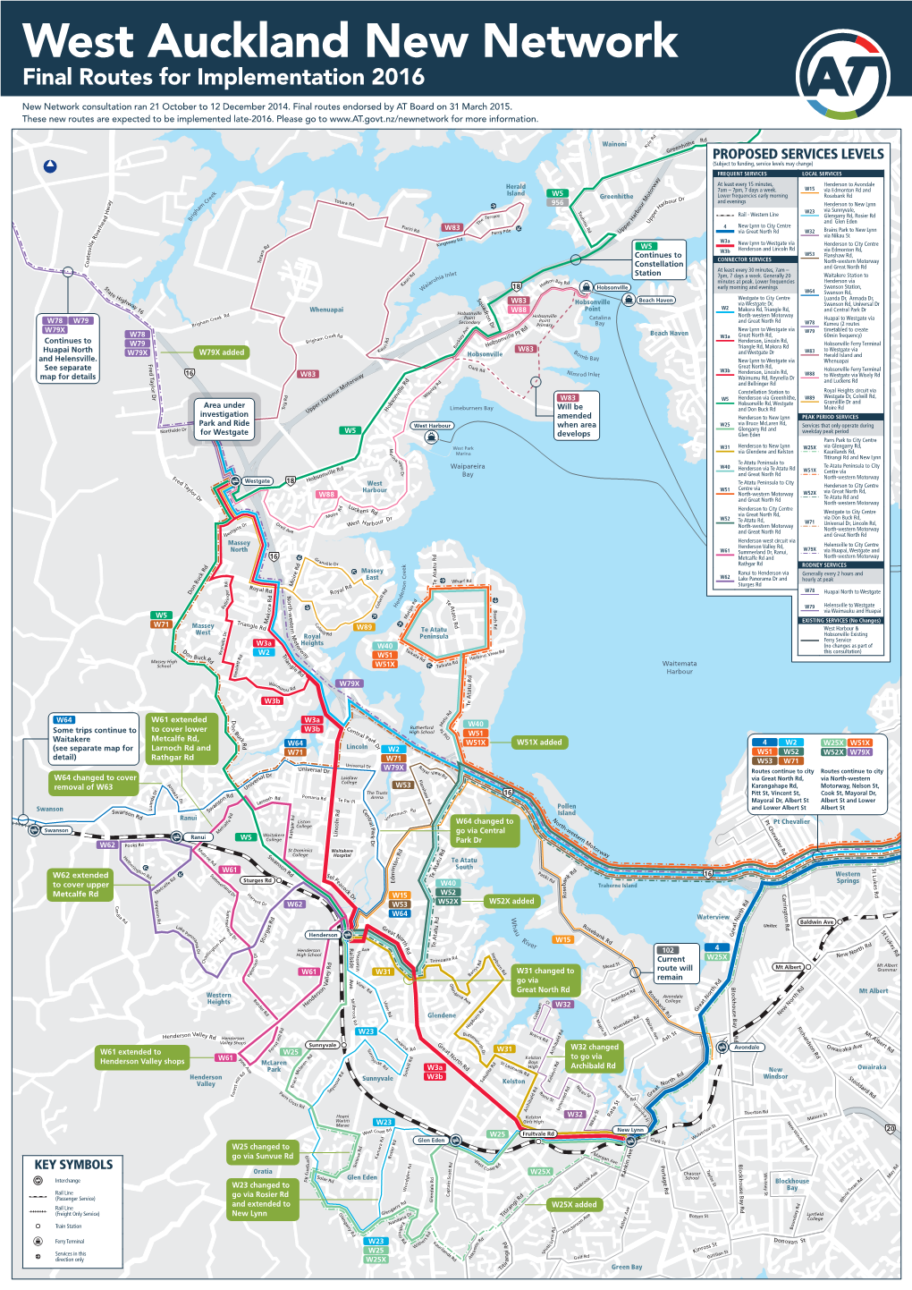 West Auckland New Network Final Routes for Implementation 2016
