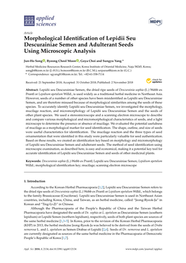 Morphological Identification of Lepidii Seu Descurainiae Semen and Adulterant Seeds Using Microscopic Analysis