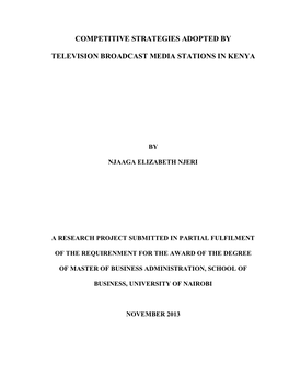 Competitive Strategies Adopted by Television Broadcast Media Stations in Kenya