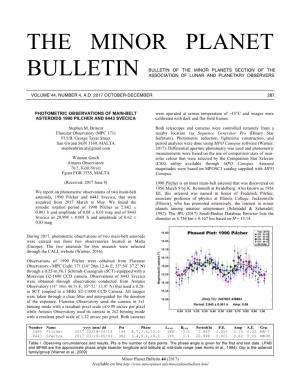 The Minor Planet Bulletin Are Indexed in the Astrophysical Data System (ADS) and So Can Be Referenced by Others in Subsequent Papers