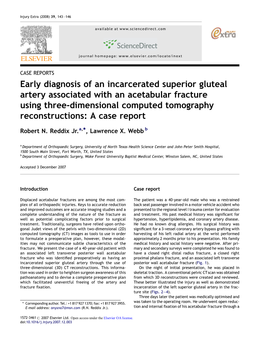 Early Diagnosis of an Incarcerated Superior Gluteal Artery Associated