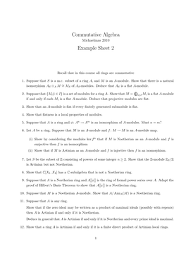 Commutative Algebra Example Sheet 2