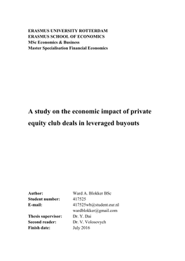 A Study on the Economic Impact of Private Equity Club Deals in Leveraged Buyouts