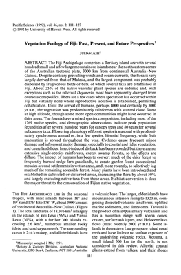 Vegetation Ecology of Fiji: Past, Present, and Future Perspectives!