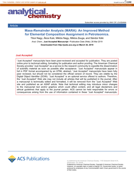 MARA): an Improved Method for Elemental Composition Assignment in Petroleomics