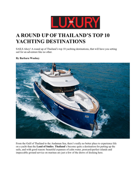 A Round up of Thailand's Top 10 Yachting Destinations