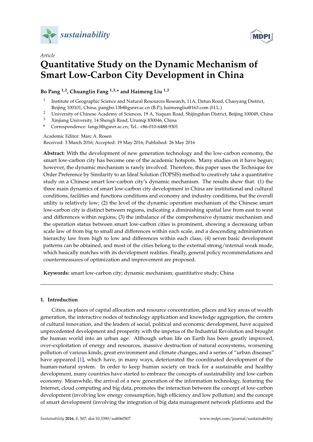 Quantitative Study on the Dynamic Mechanism of Smart Low-Carbon City Development in China