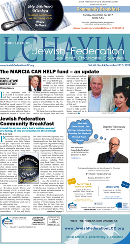 The MARCIA CAN HELP Fund – an Update Jewish Federation