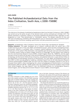 The Published Archaeobotanical Data from the Indus Civilisation, South Asia, C.3200–1500BC