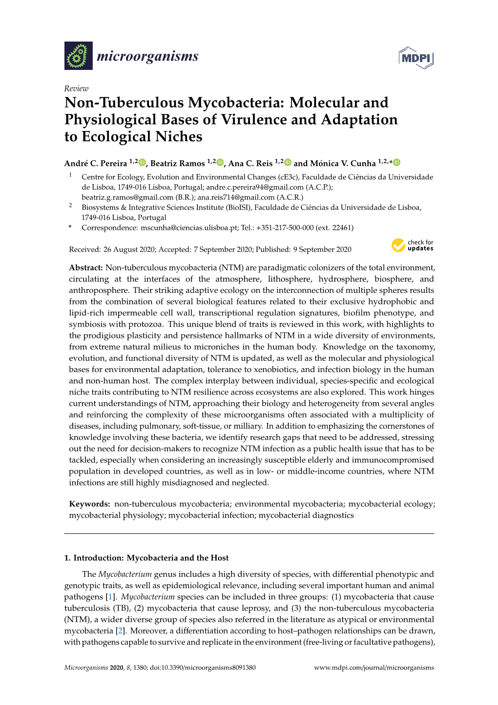 Non-Tuberculous Mycobacteria: Molecular and Physiological Bases of Virulence and Adaptation to Ecological Niches