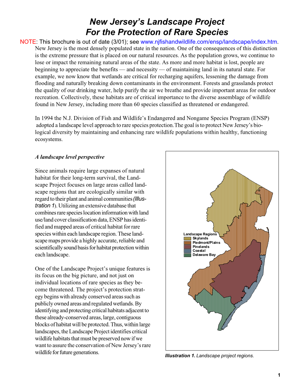 New Jersey's Landscape Project for the Protection of Rare Species