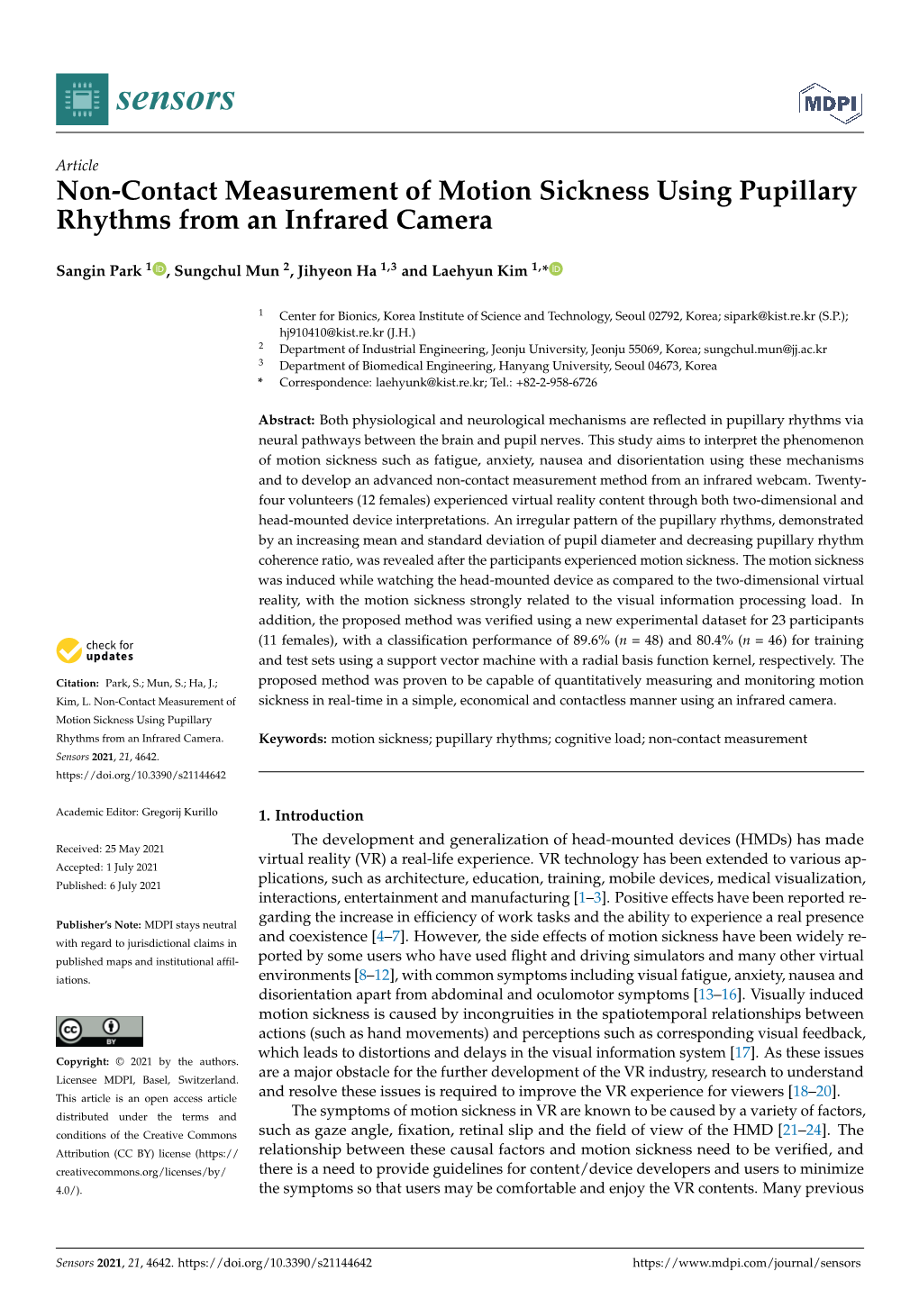 Non-Contact Measurement of Motion Sickness Using Pupillary Rhythms from an Infrared Camera