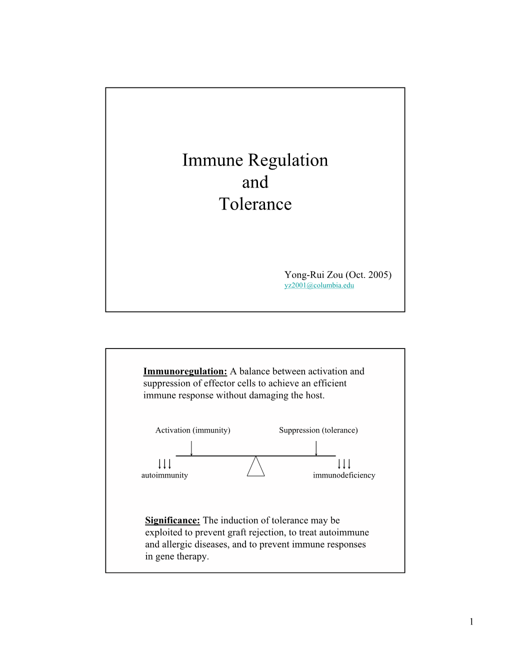 Immune Regulation and Tolerance