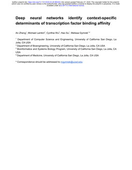 Deep Neural Networks Identify Context-Specific Determinants of Transcription Factor Binding Affinity