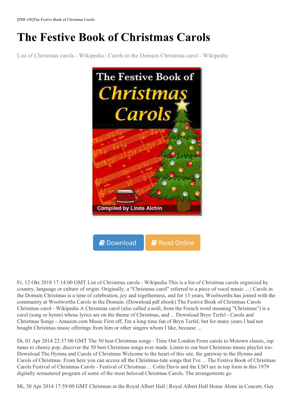 (Download Pdf Ebook) the Festive Book of Christmas Carols