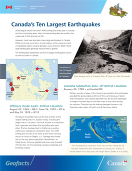 Canada's Ten Largest Earthquakes
