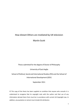 How Distant Others Are Mediated by UK Television Martin Scott