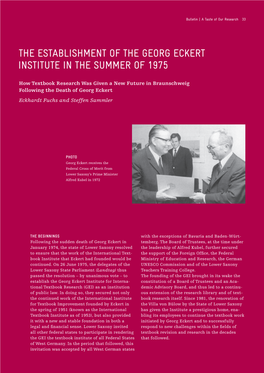 The Establishment of the Georg Eckert Institute in the Summer of 1975