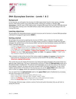 DNA Glycosylase Exercise - Levels 1 & 2