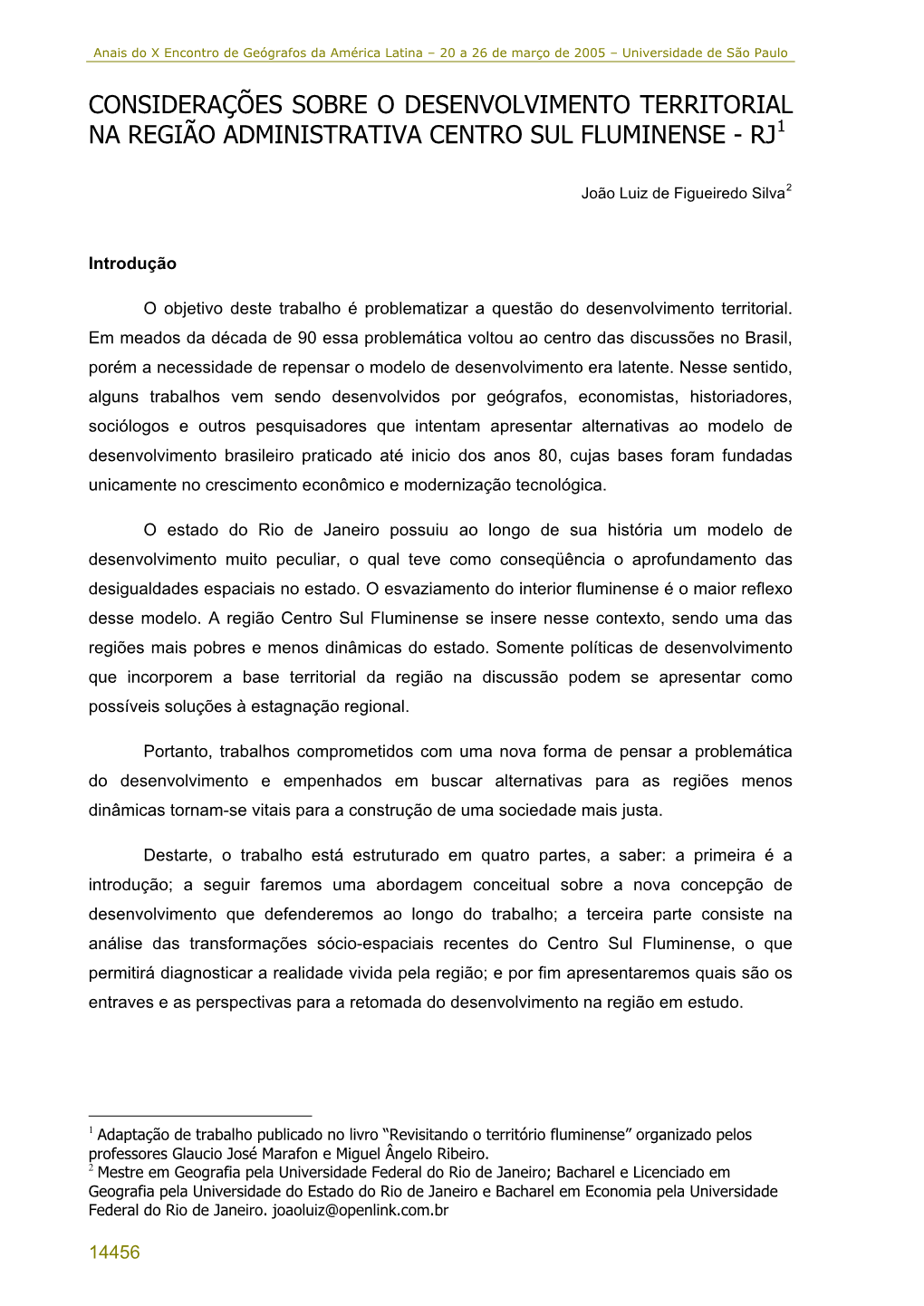 As Transformaes Scio-Espaciais Recentes Na Regio Centro Sul Fluminense