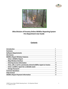 Ohio DNR Forestry Online Wildfire Reporting System User Guide