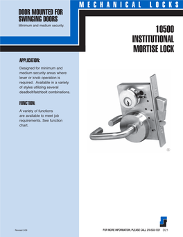 10500 Institutional Mortise Lock Application