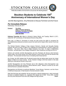 Stockton Students to Celebrate 100 Anniversary of International