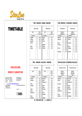 Namibia Starline Timetable