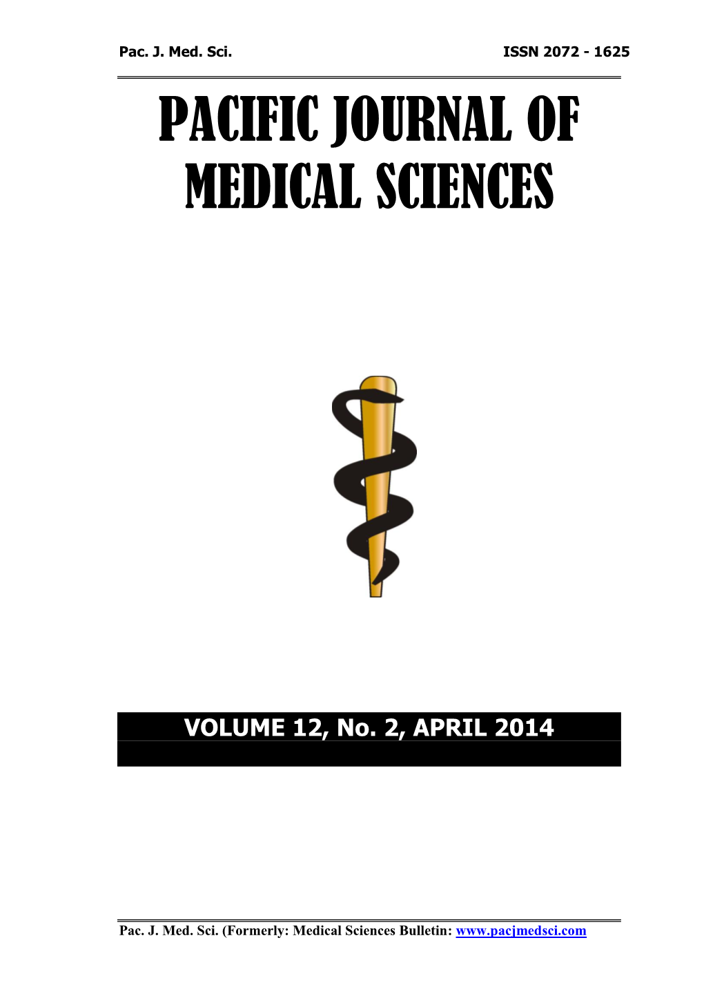 Pacific J Medical Sciences, Vol 12