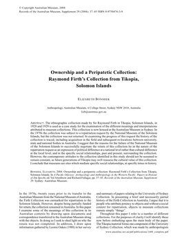 Raymond Firth's Collection from Tikopia, Solomon Islands. in A