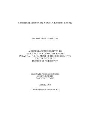 Considering Schubert and Nature: a Romantic Ecology