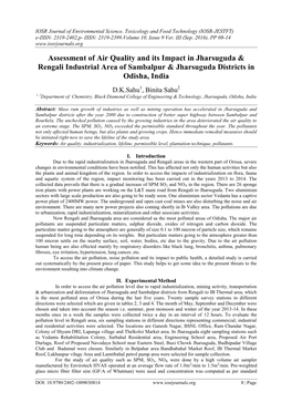 Assessment of Air Quality and Its Impact in Jharsuguda & Rengali