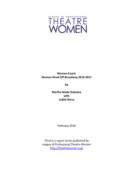 Women Count: Women Hired Off-Broadway 2010-2017 by Martha