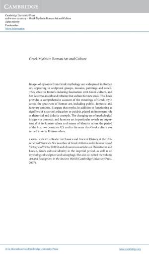 Greek Myths in Roman Art and Culture Zahra Newby Frontmatter More Information
