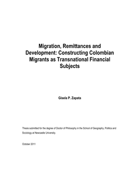 Constructing Colombian Migrants As Transnational Financial Subjects