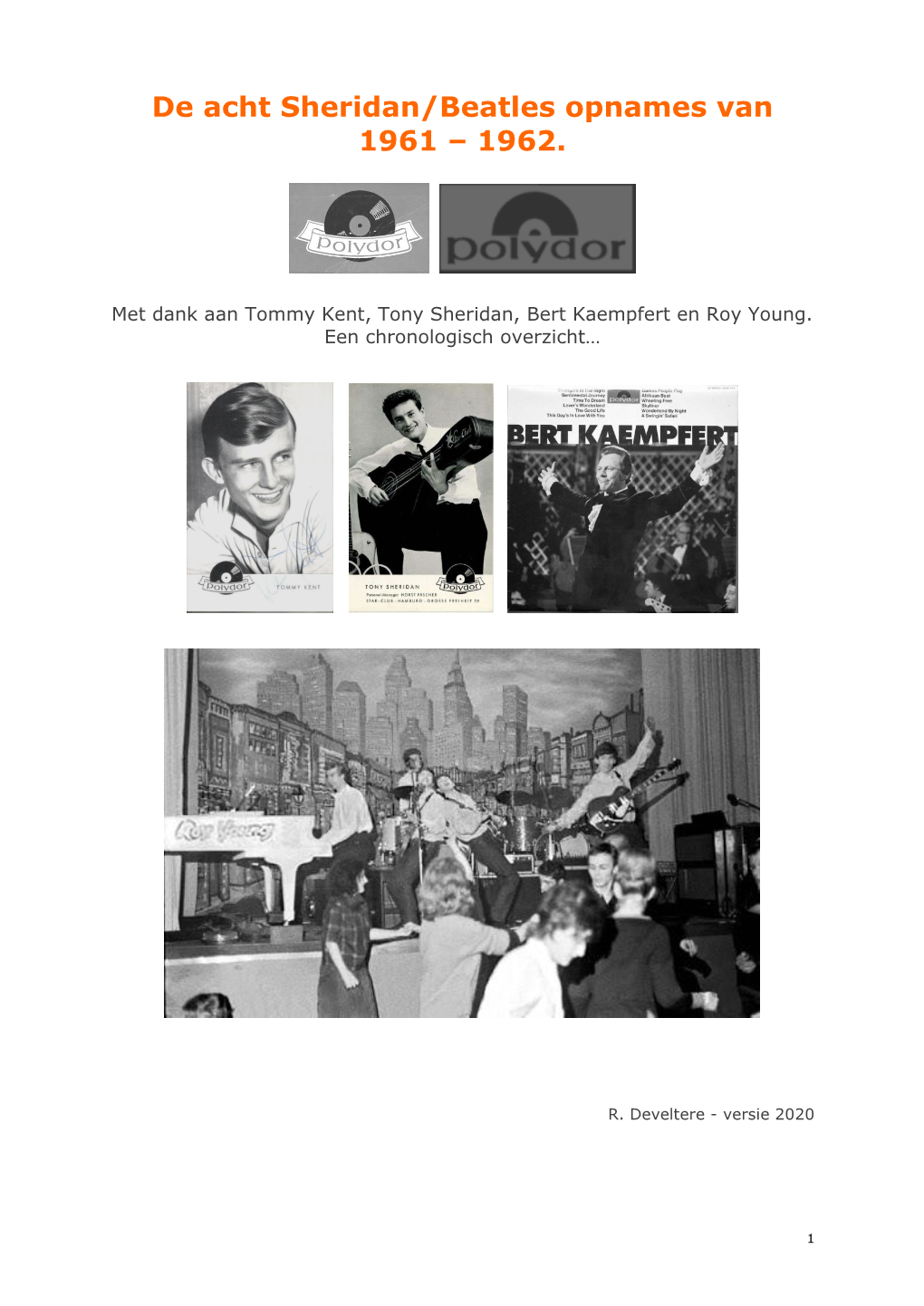 De Acht Sheridan/Beatles Opnames Van 1961 – 1962