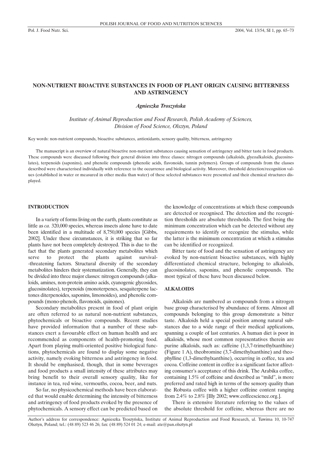 Non-Nutrient Bioactive Substances in Food of Plant Origin Causing ...