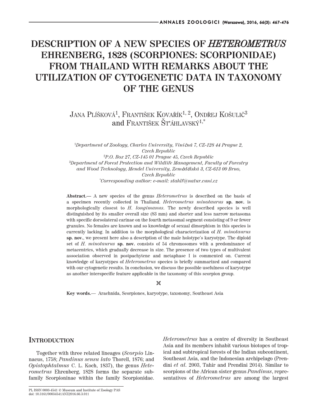 Description of a New Species of Heterometrus